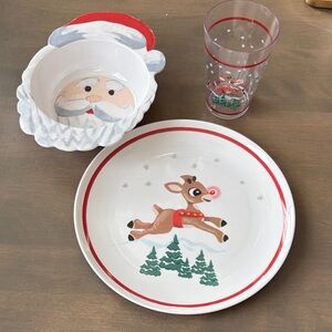 Pottery Barn Kids Festive Rudolph Dinnerware Set